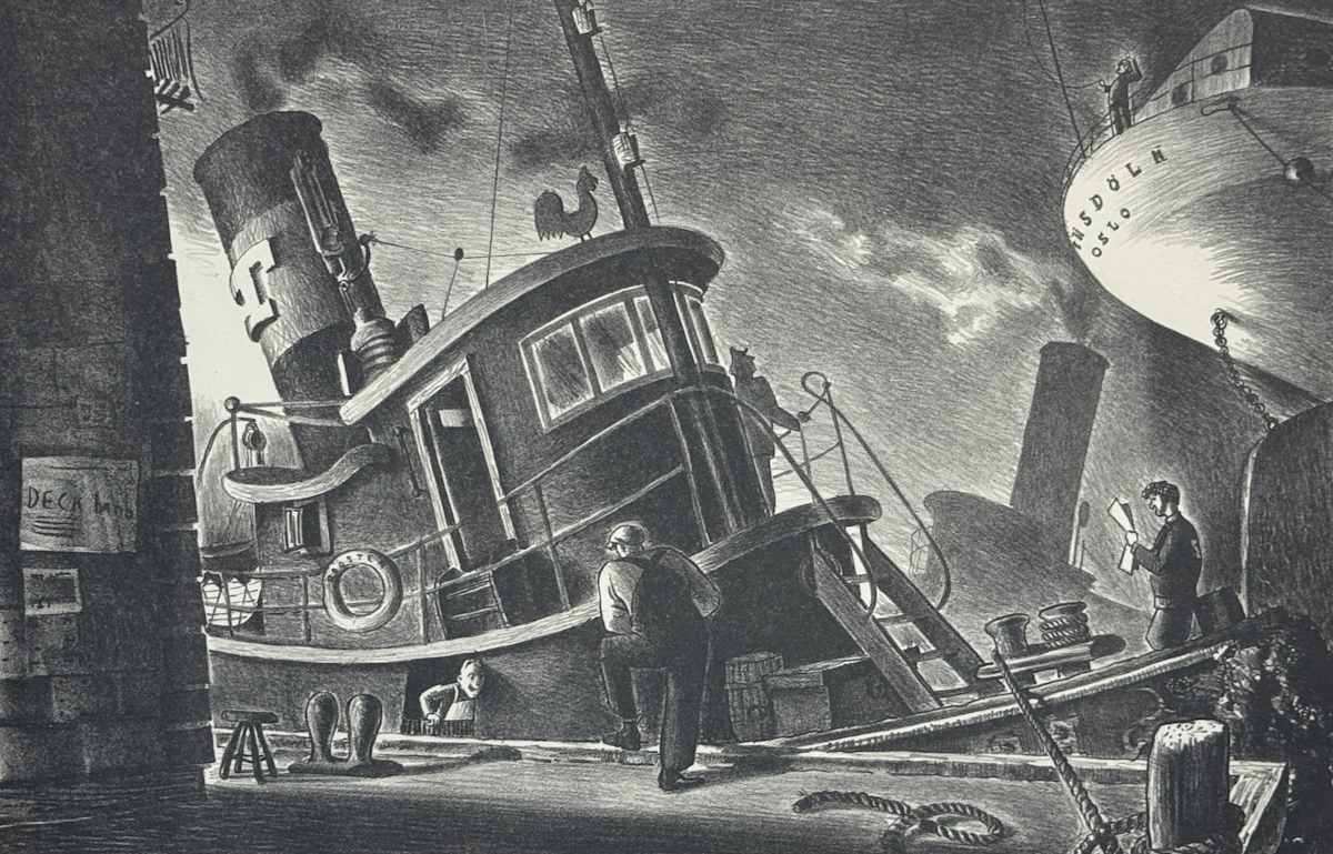 Tugboats in Shipyard by John C. Menihan, Image 1.