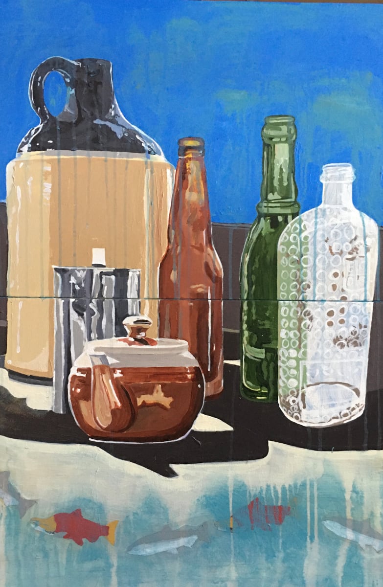 "BOTTLES AND FISH" by CATHY KLUTHE  Image: "BOTTLES AND FISH"