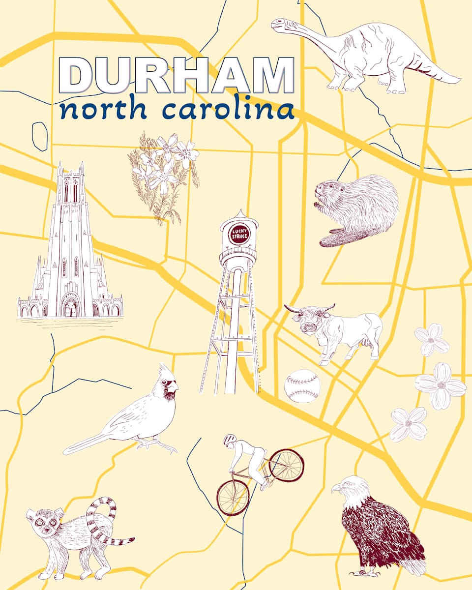 Durham Downtown Map by Janet Danforth, Image 1.