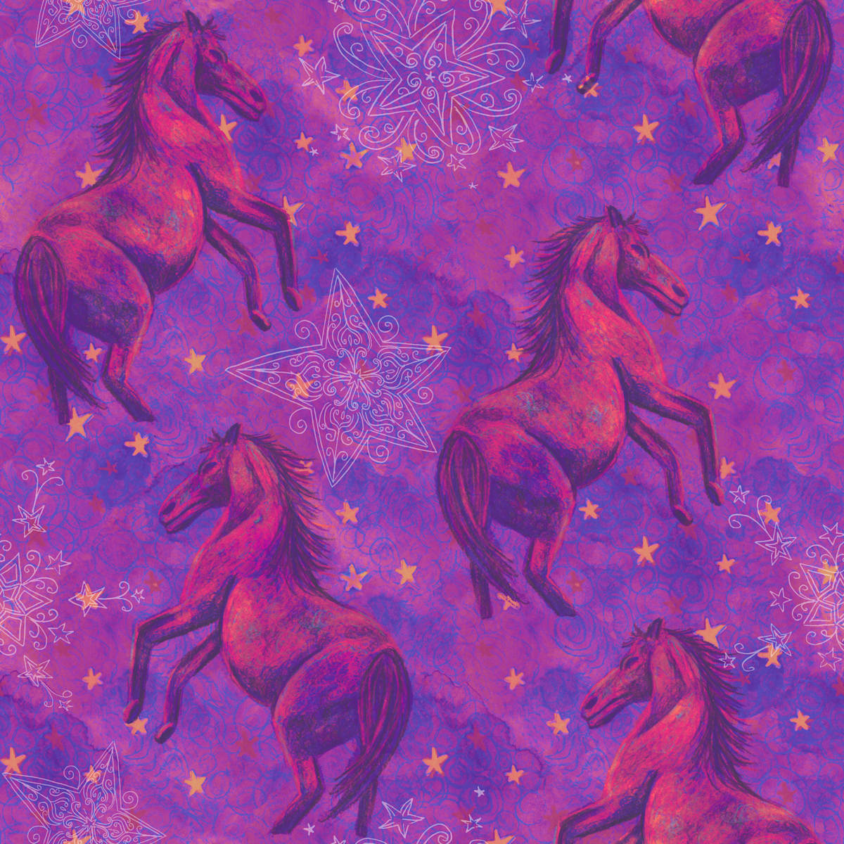 Horses Jump Through the Night Sky by Janet Danforth 