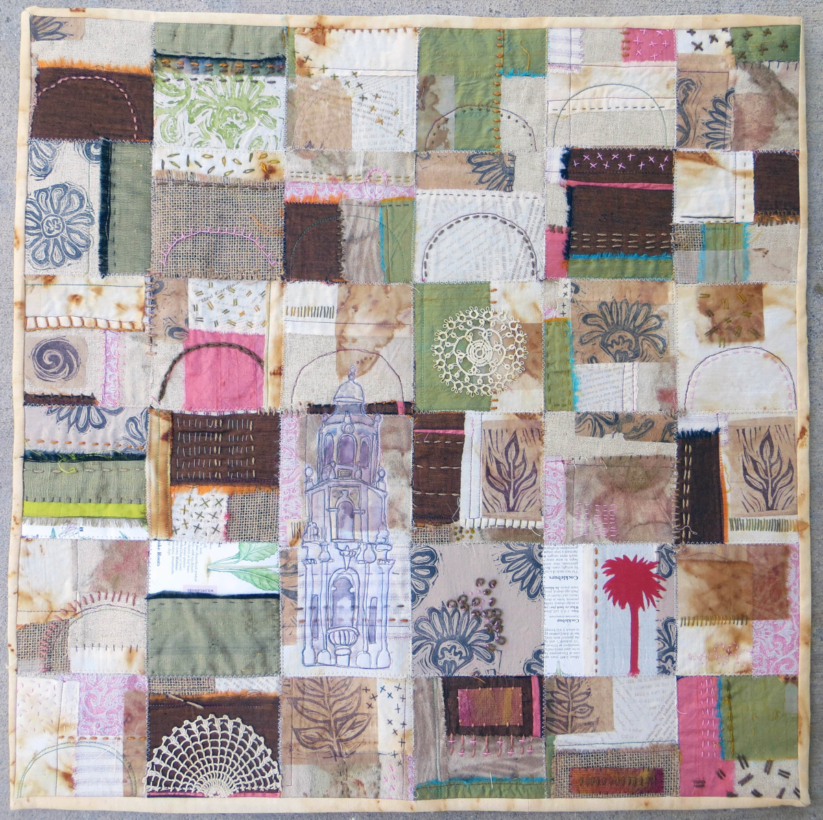 Balboa Park Landmark ~ original fiber art  by Jane LaFazio 