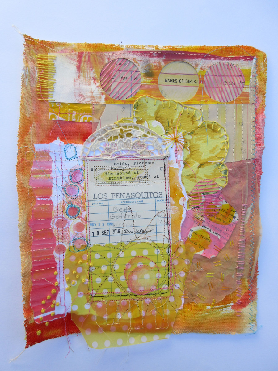 The Sound of Sunshine ~ library card collage by Jane LaFazio 