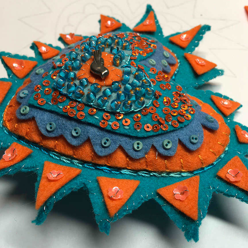 Milagros ~ turquoise and orange by Jane LaFazio, Image 1.