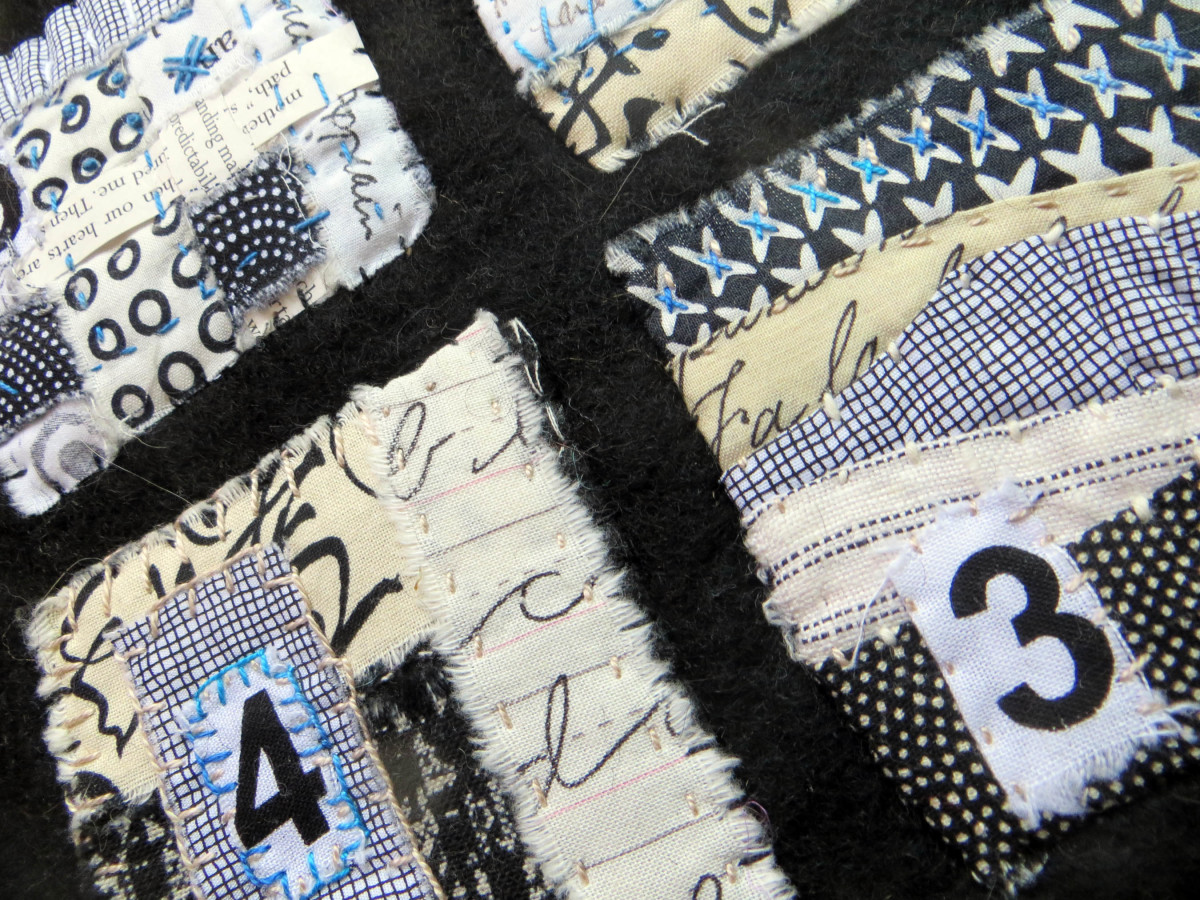 It's Not Always Black and White ~ text on textiles mini by Jane LaFazio 