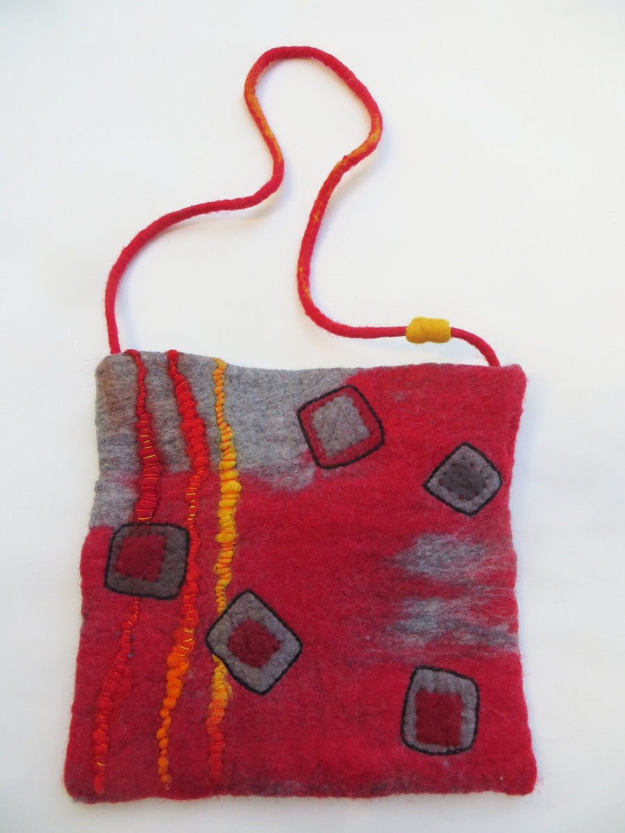 Red Purse~wet-felted  by Jane LaFazio 