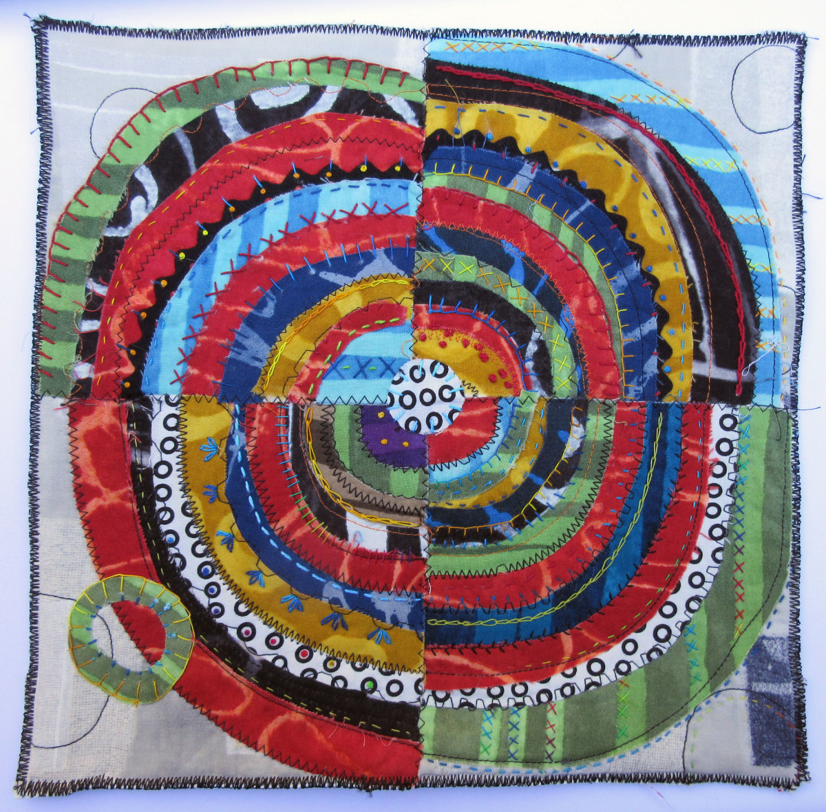 Recycled Circles ~ one green circle by Jane LaFazio 
