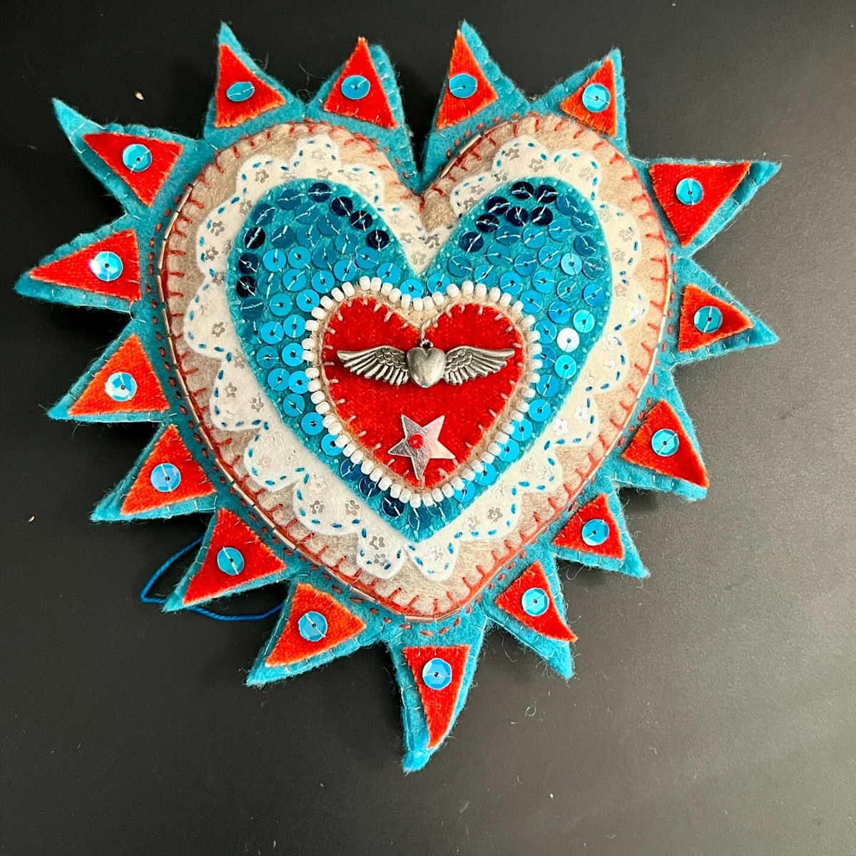 Milagros ~ american flyer turquoise and rust by Jane LaFazio 