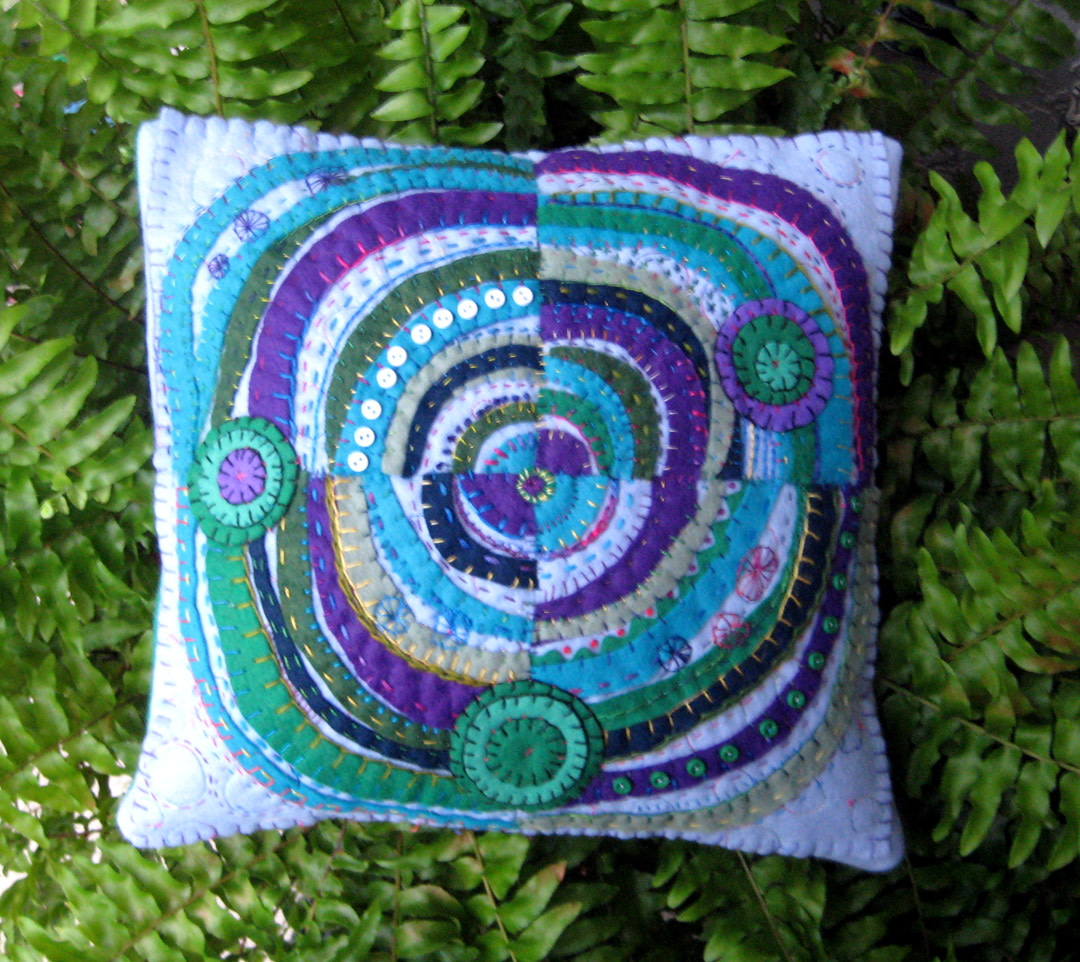 Recycled Circles: felt pillow by Jane LaFazio 