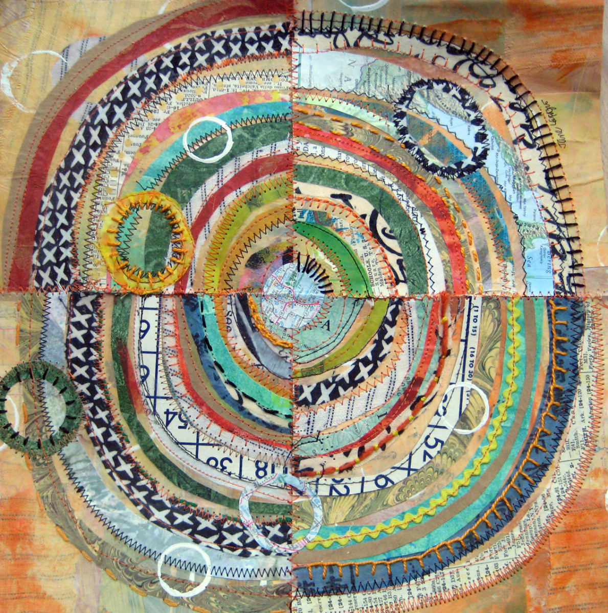 Recycled Circles: orange bingo  by Jane LaFazio 