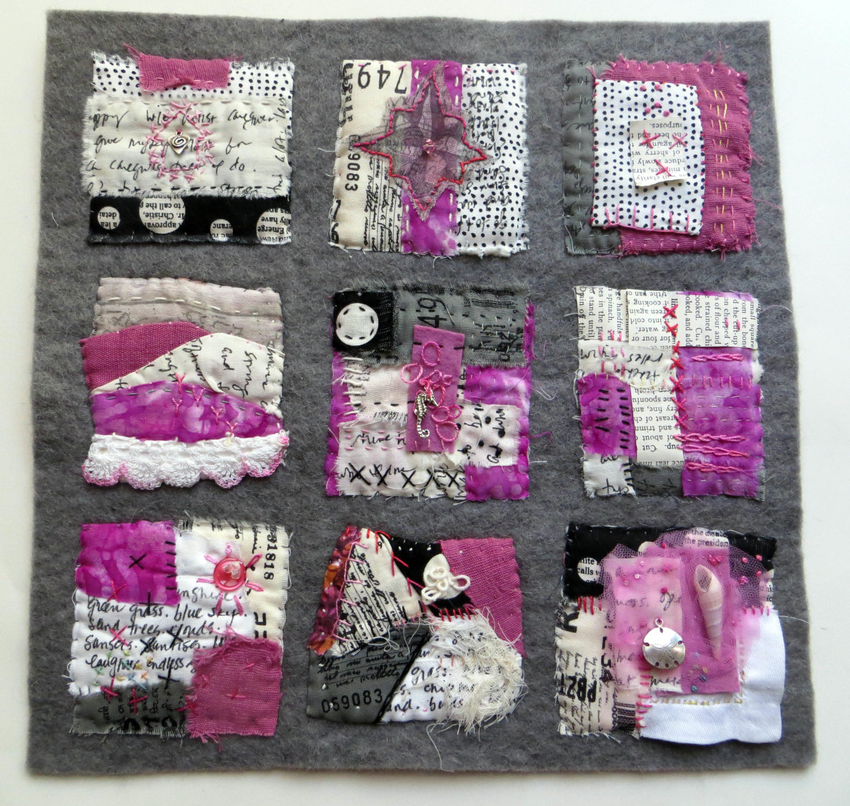Pink House by the Sea ~ text on textiles by Jane LaFazio 