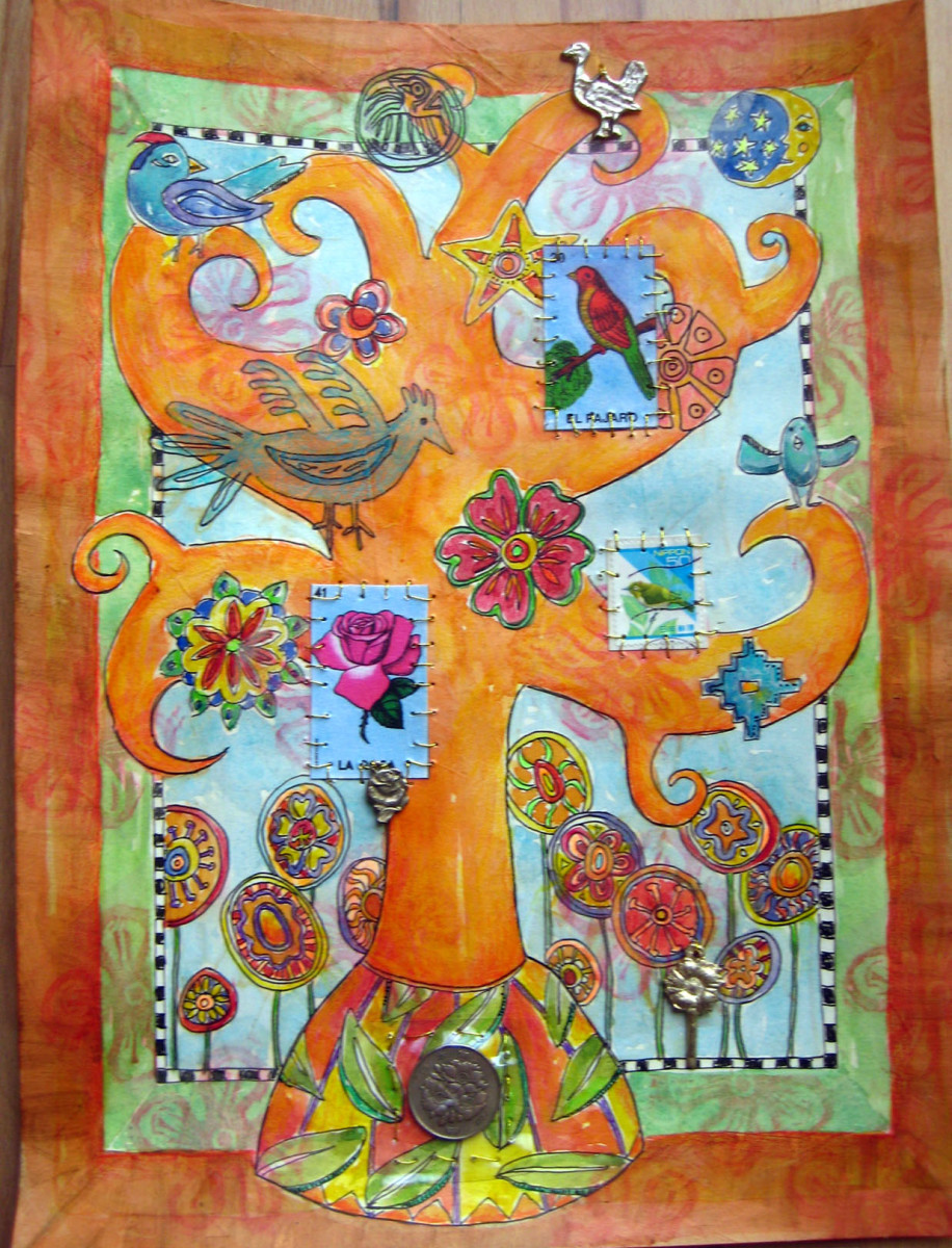 Tree of Life ~ Flowers and Birds by Jane LaFazio 