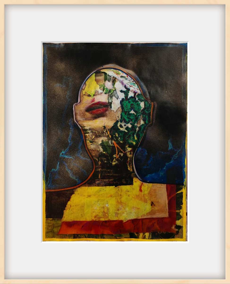 Adjusted, Not Broken #12 by Micheal Swank  Image: Mixed media, photograph, oil pastels, markers, acrylic, varnish, and ink.