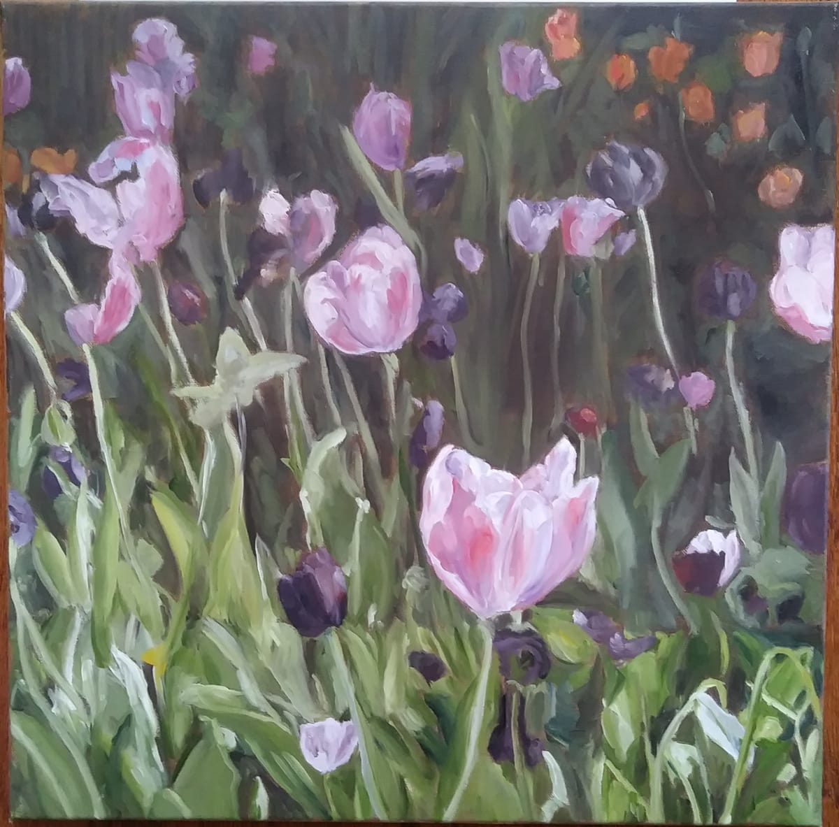 City Corner Tulips by Karla Mulry  Image: In many, one as a sentinel bloom catches the light