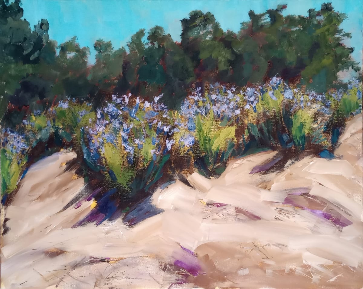 At the Ready, Valley Center by Karla Mulry  Image: Exuberant, tasseled lavender marches up the hill. Stretched canvas comes ready to hang