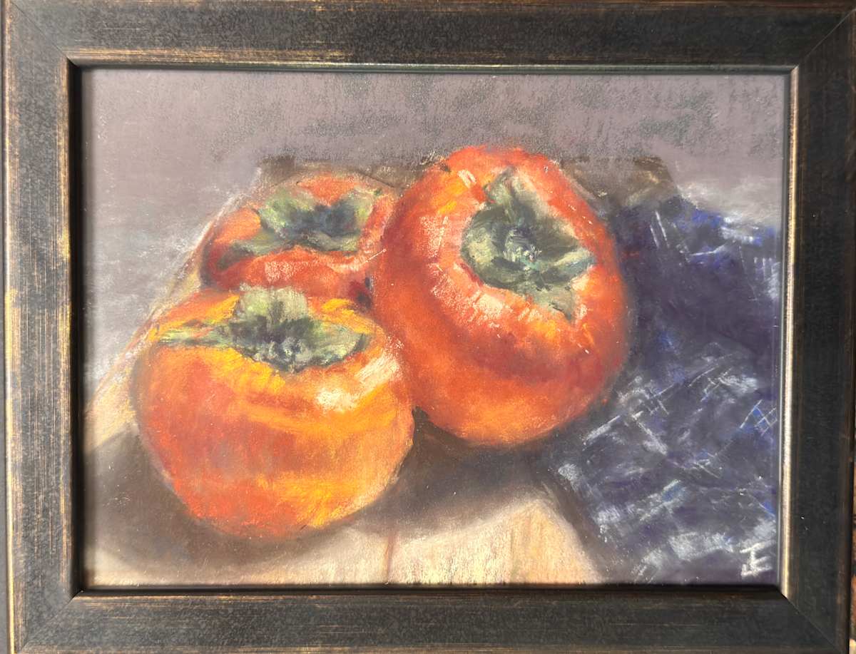 Persimmons on Plaid by Julee Everett 