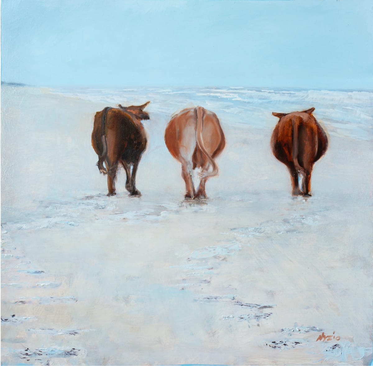 A Blonde a Brunette and a Redhead Walking on the Beach by Donna Lee Nyzio 