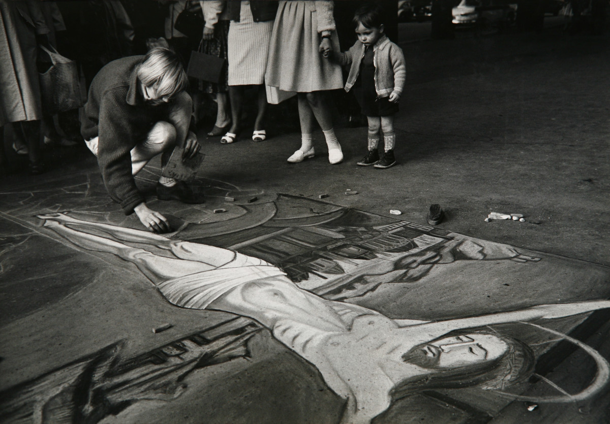 Woman Doing Sidewalk Painting by Ken Heyman 