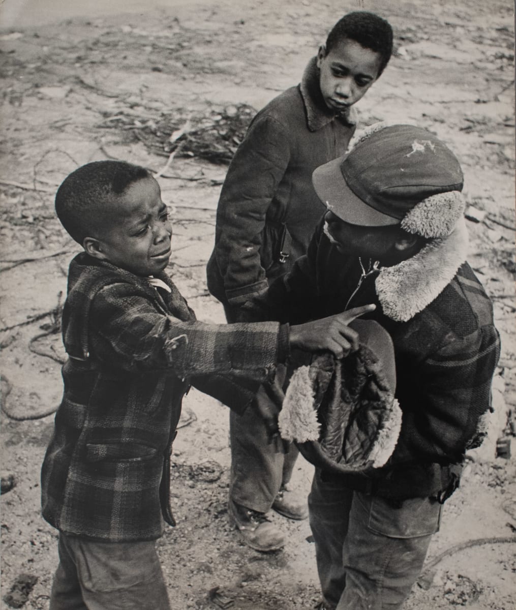 He Hit Me Harlem Playground by Ken Heyman  Image: Three young black children, one is crying and pointing at another