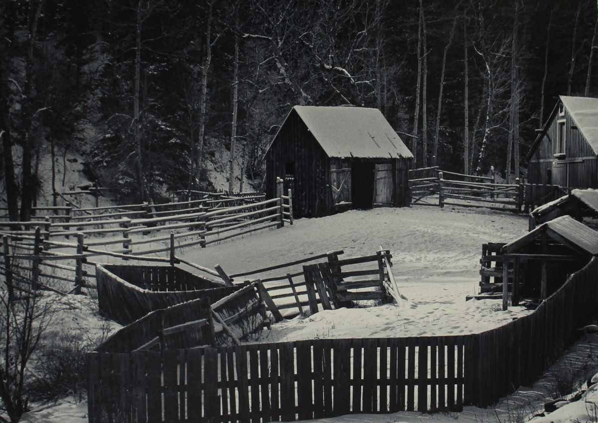 Crawford Gulch Corral ca. 1965 by Cliff Cobb 