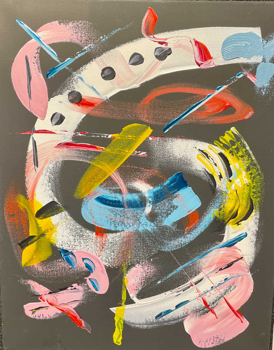 Into the Black Hole by Jani Klun  Image: This painting depicts movement, texture and color expression in a dynamic journey towards the center of the abstract canvas.