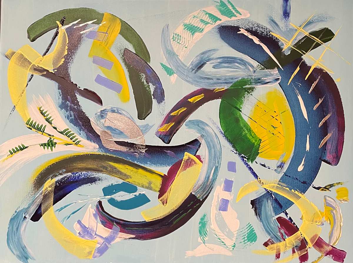 Measured Motion by Jani Klun  Image: This abstract captures the quiet tension between intuition and intention.  Each gesture feels considered yet instinctive, revealing a rhythm that unfolds slowly over time.  Layers of color intersect with restraint, creating a sense of movement that never overwhelms, but instead invites sustained looking.