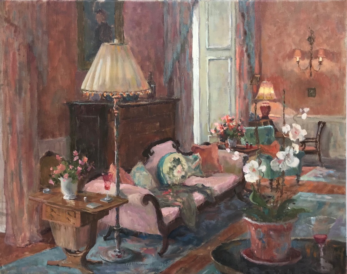 DRAWING ROOM SUNLIGHT AND ORCHID by Hope Reis Art Studio 