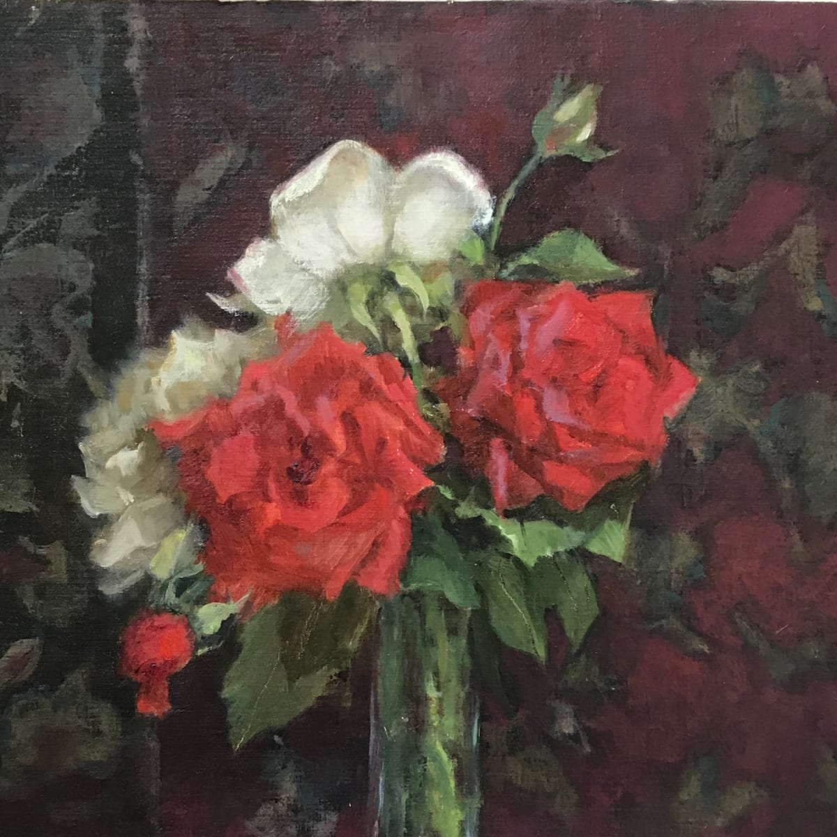 Oriental Red Roses by Hope Reis Art Studio 