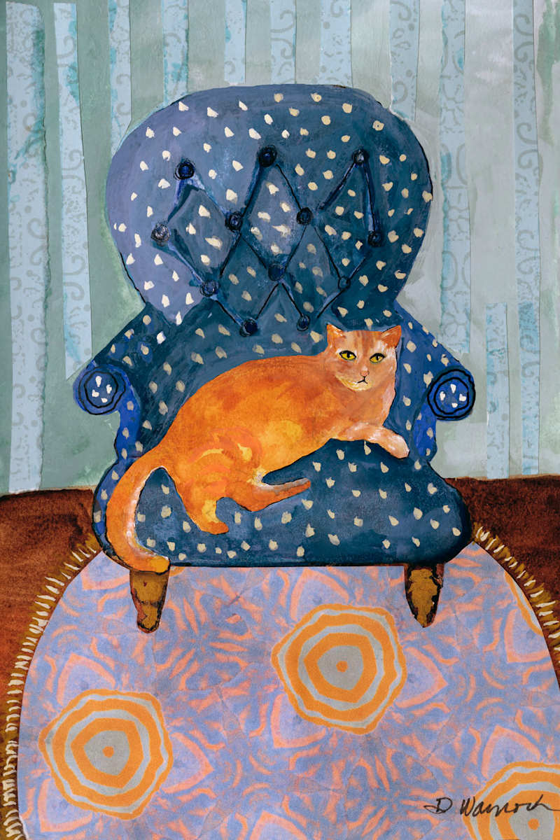 Buddy in the Blue Chair by Debbie Warnock  Image: Our quirky orange tabby cat, Buddy, who loves to lounge in his favorite blue chair!