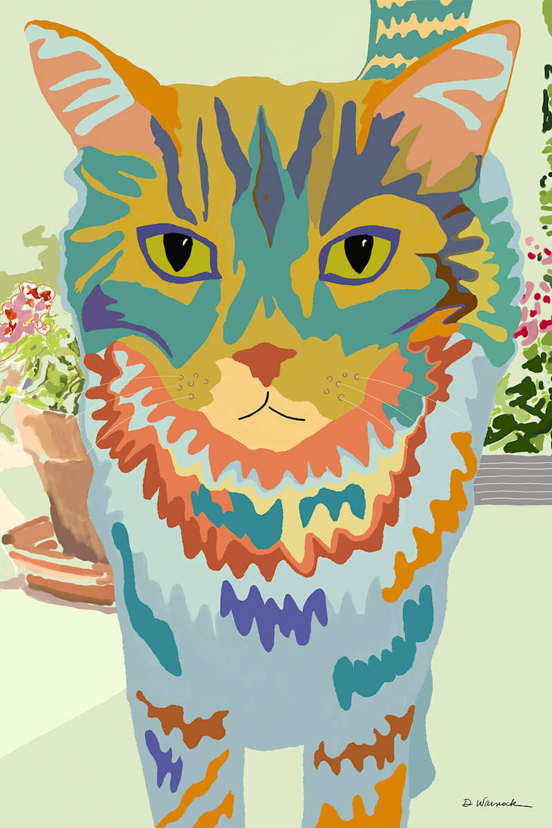 Psychedelic Buddy by Debbie Warnock  Image: Inspired by our own "Buddy", this print will remind you of the fearless and colorful companions in your life.