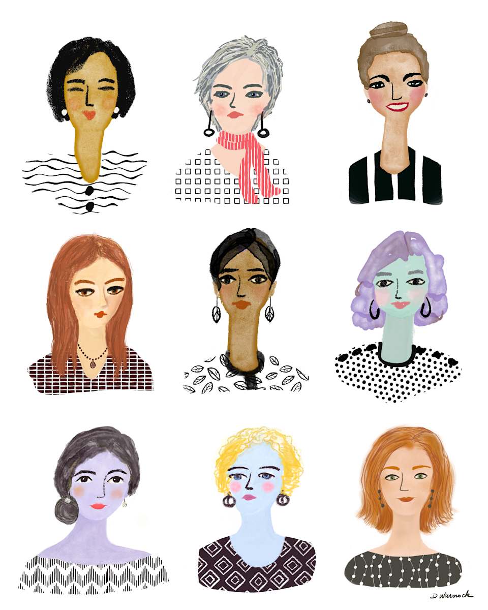 The Book Club Friends by Debbie Warnock  Image: Celebrate the beauty of female friendships with this playful print