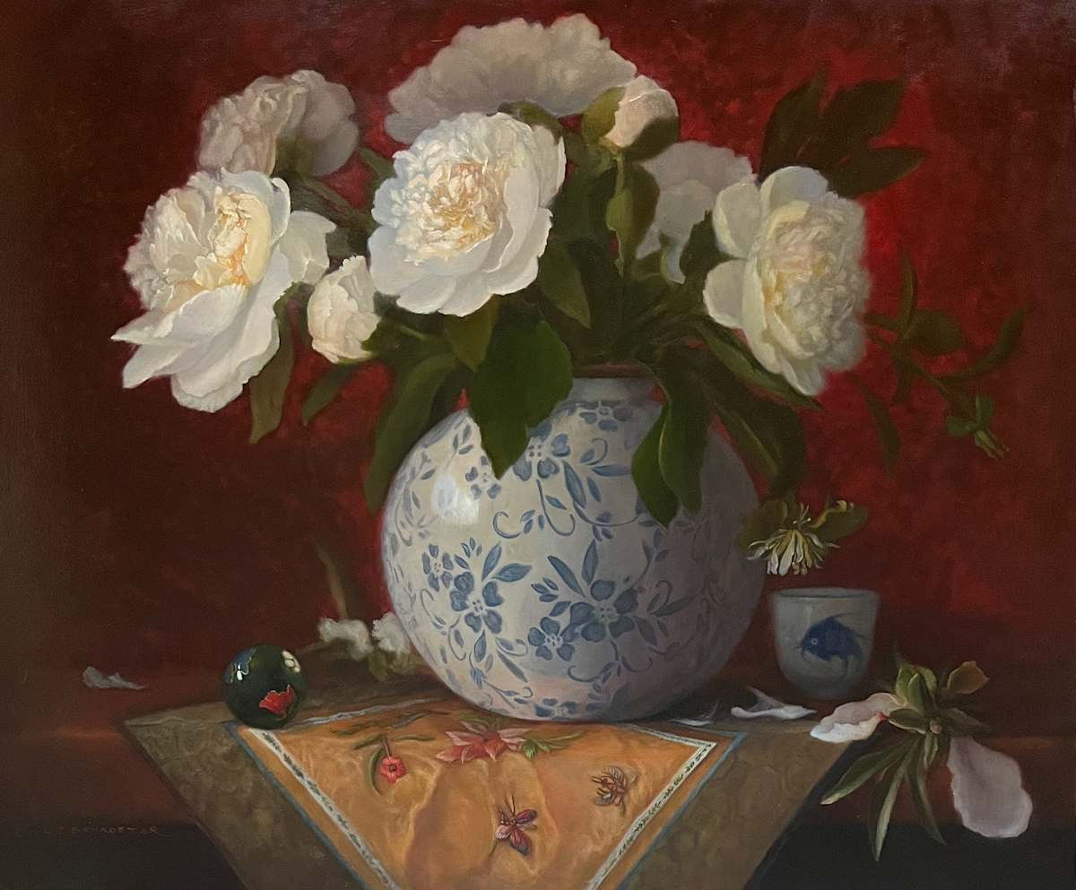 Peonies: Peace, Love, Harmony by Linda J Schroeter  Image: Peonies represent peace, love and harmony and are associated with prosperity and good fortune.