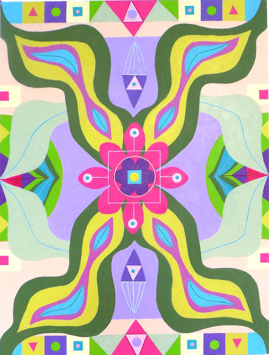 Bridge Between the Worlds by Asandra  Image: Bridge Between the Worlds, acrylic/mixed media/wood panel, 18” x 24”, 2025