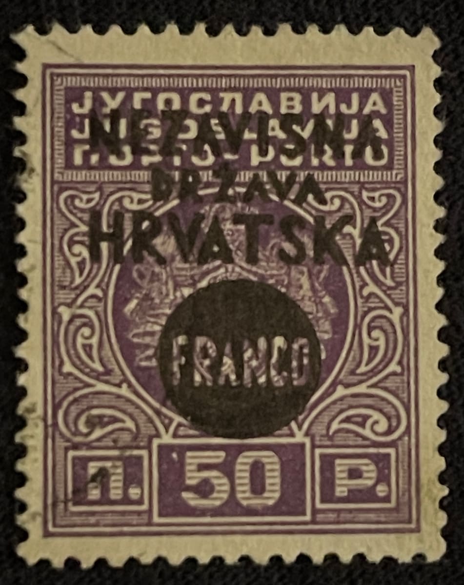 Croatia 26 Stamp (Yugoslavia J28 Overprinted) 