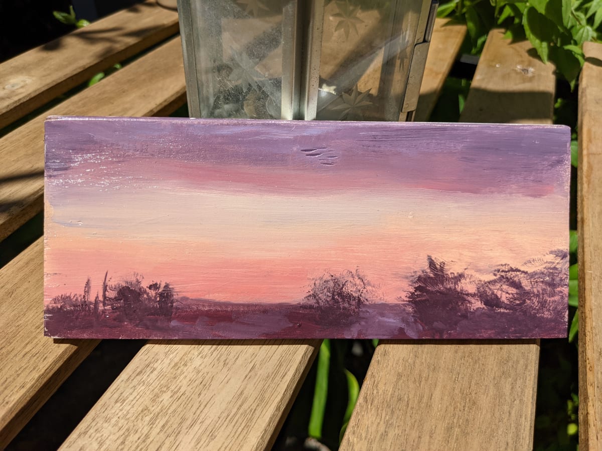 Pink Sky  Image: unframed, post varnishing, tb framed in black wood. 