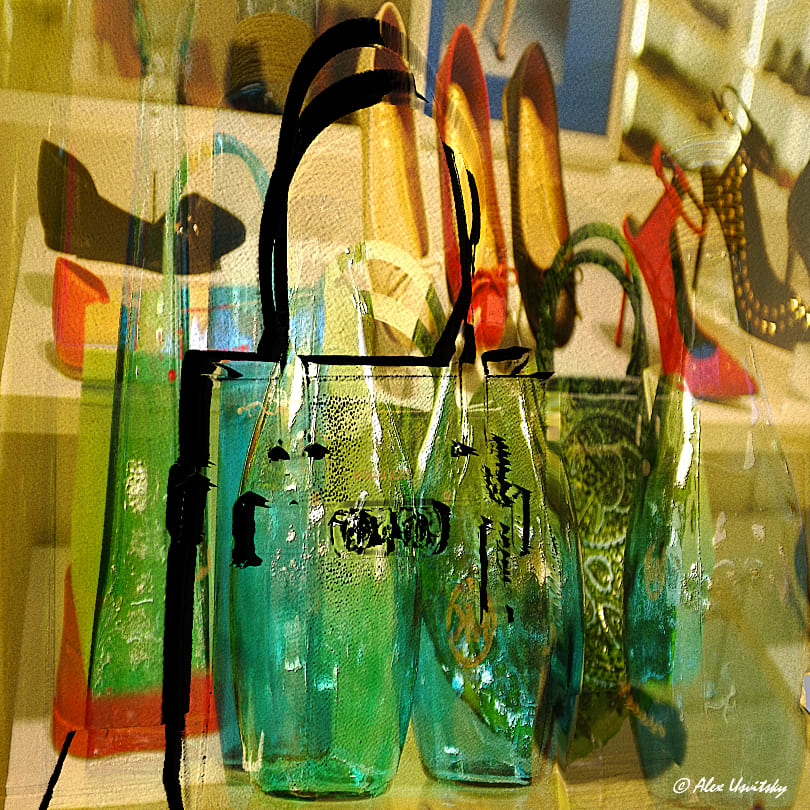 Green Purse in the Storefront by Alex Usvitsky 