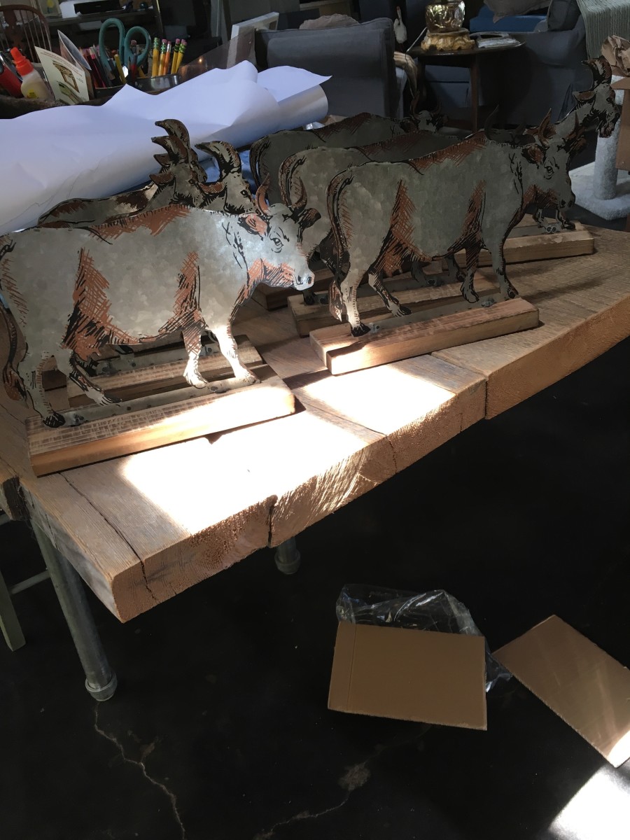 Nic/nacks - Metal Etching Cow/Sheep by Ann A Blake 