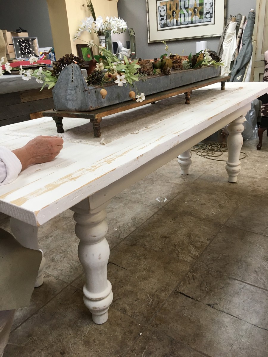 Furniture - Whitewashed Farmhouse table by Ann A Blake 