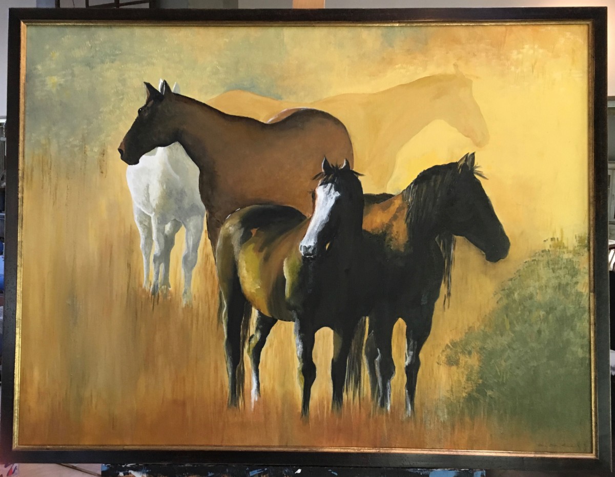 Horses - Golden Light by Ann A Blake 