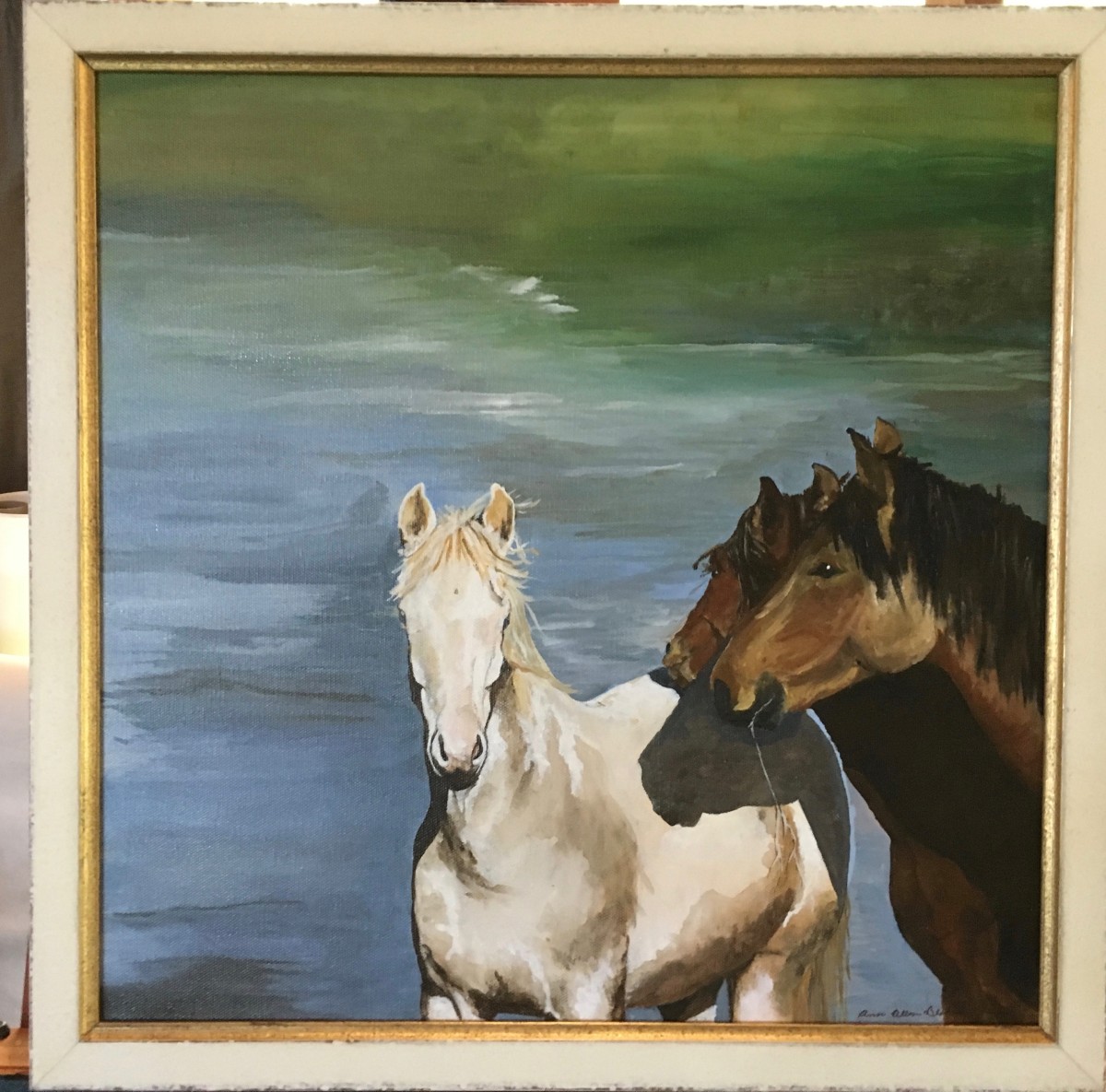Horses, Mustang Island by Ann A Blake 