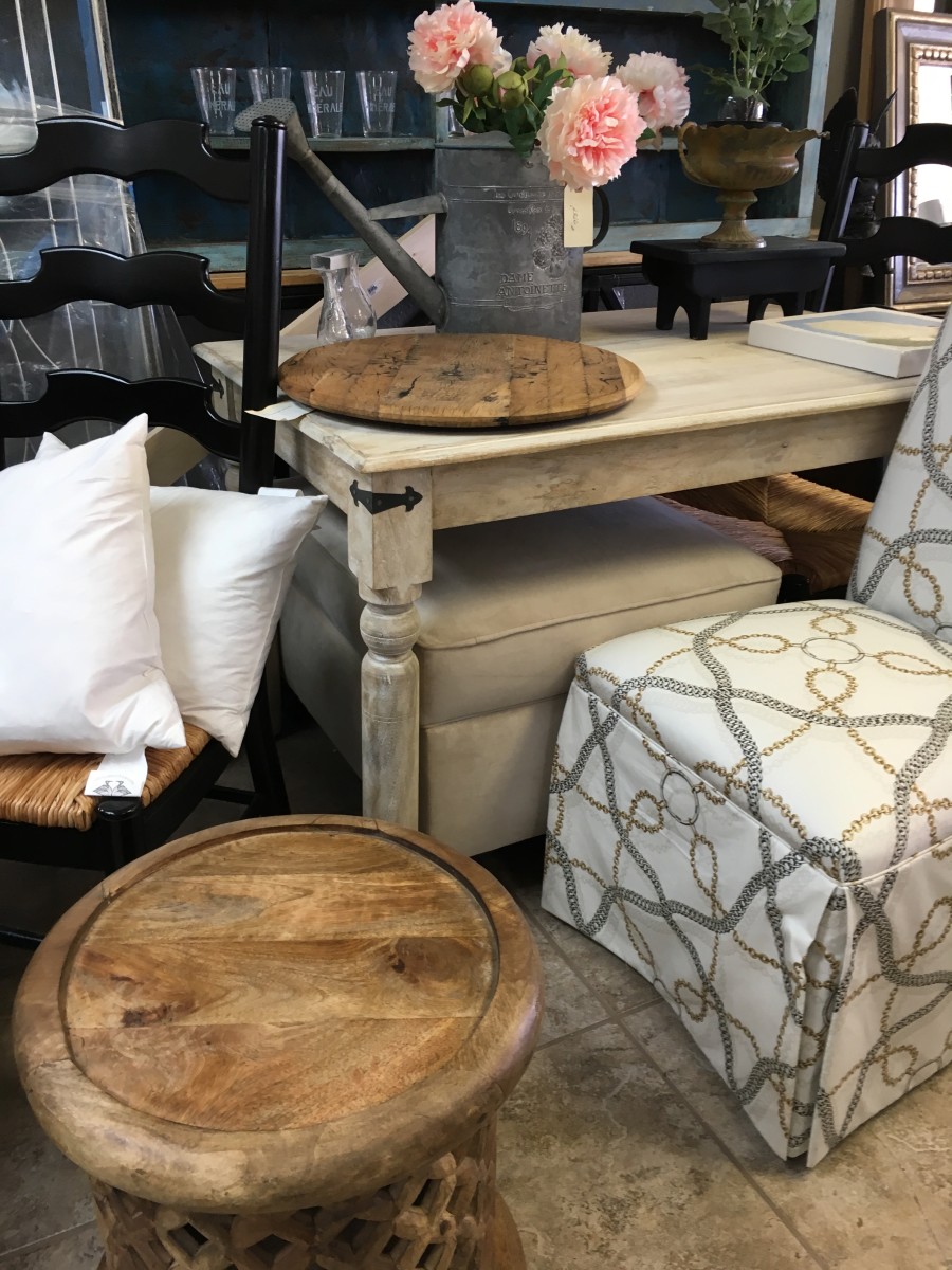Furniture - Linen foot stool, beige by Ann A Blake 
