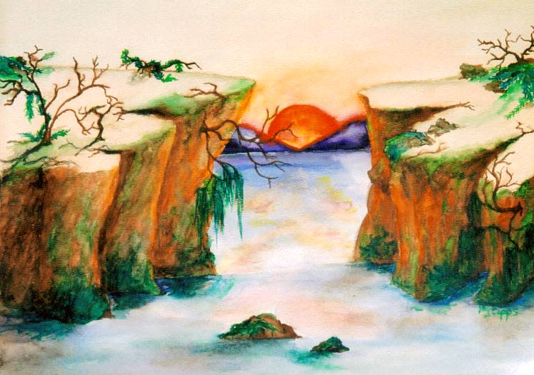 Sunset Mossy Cliffs by Deborah J. Sutherlin 