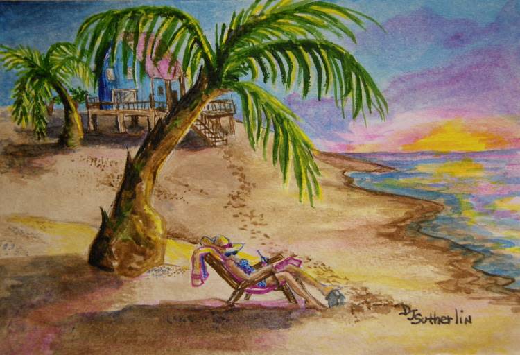 Sleepy Sunset Beach by Deborah J. Sutherlin 
