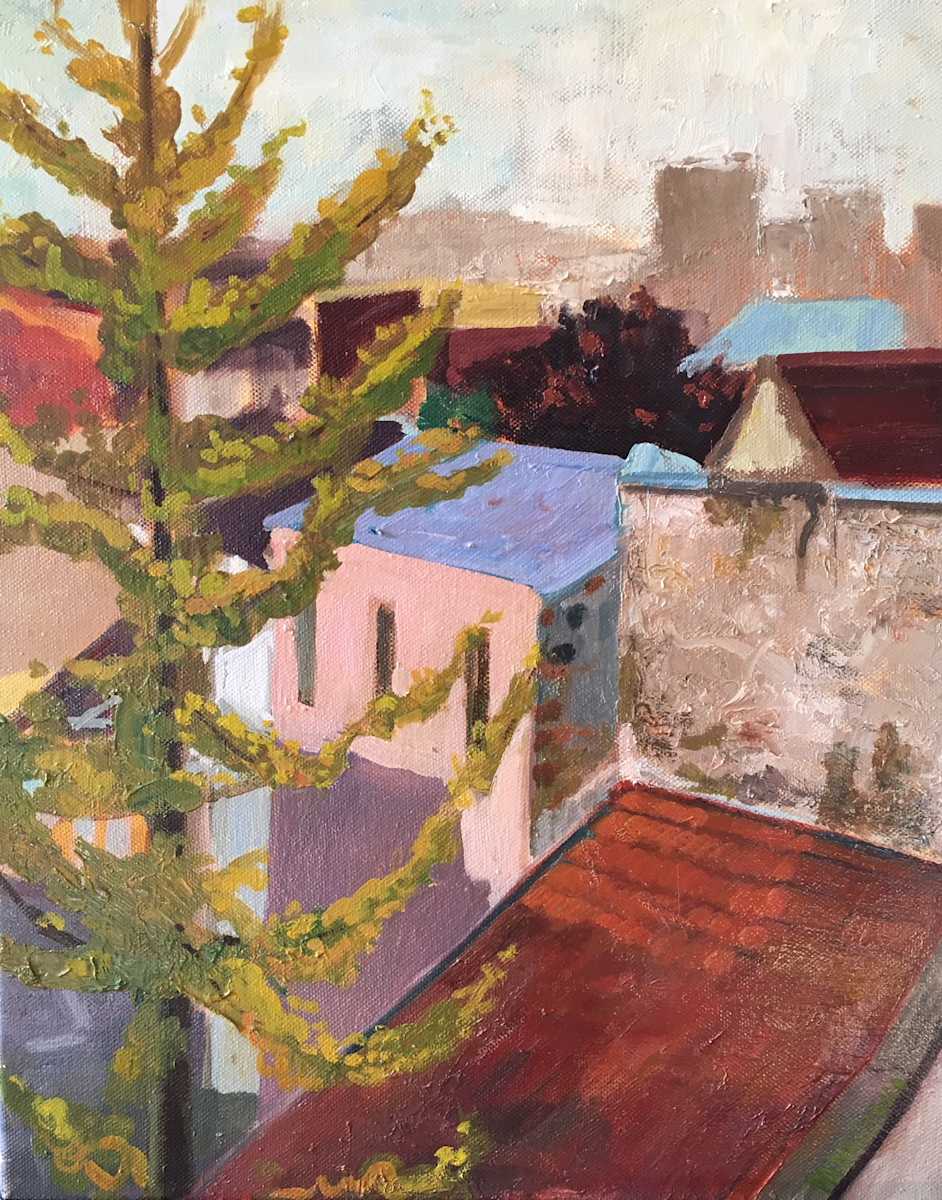 St Germain Courtyard with Yellow Tree by Felice (Phil) Panagrosso, Image 1.