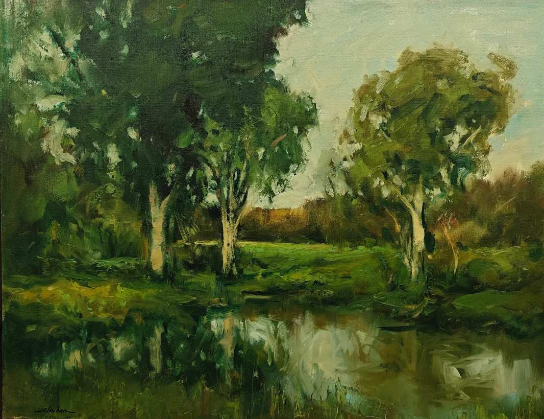 Trees by the Stream by Dennis Sheehan, Image 1.