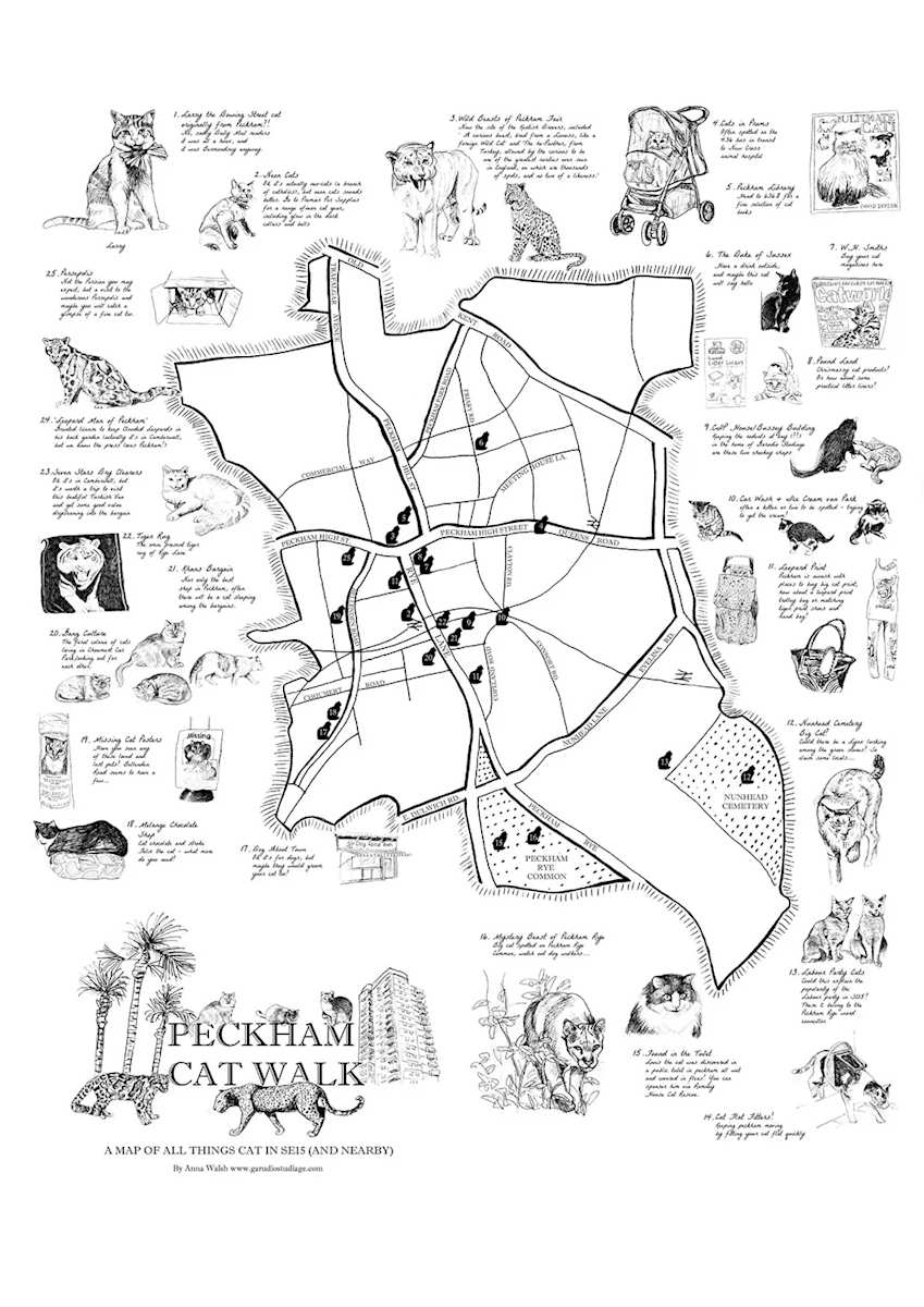 Peckham Cat Walk Map by Anna Walsh, Image 1.