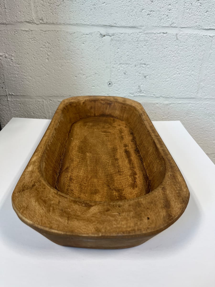Large Oval Wood Bowl by Luises Perez, Image 1.