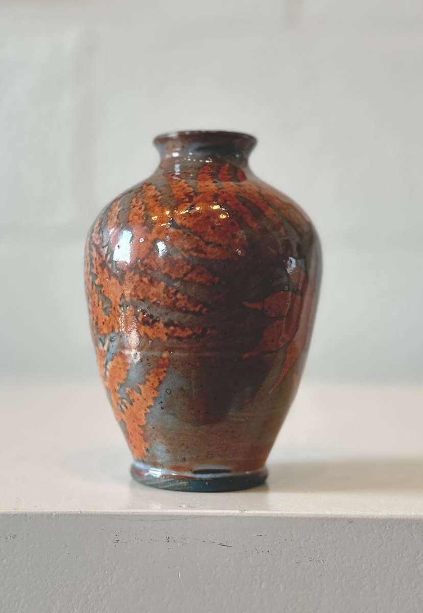Small Woodland Bottle with Sepia Leaves by Cali Almy , Image 1.