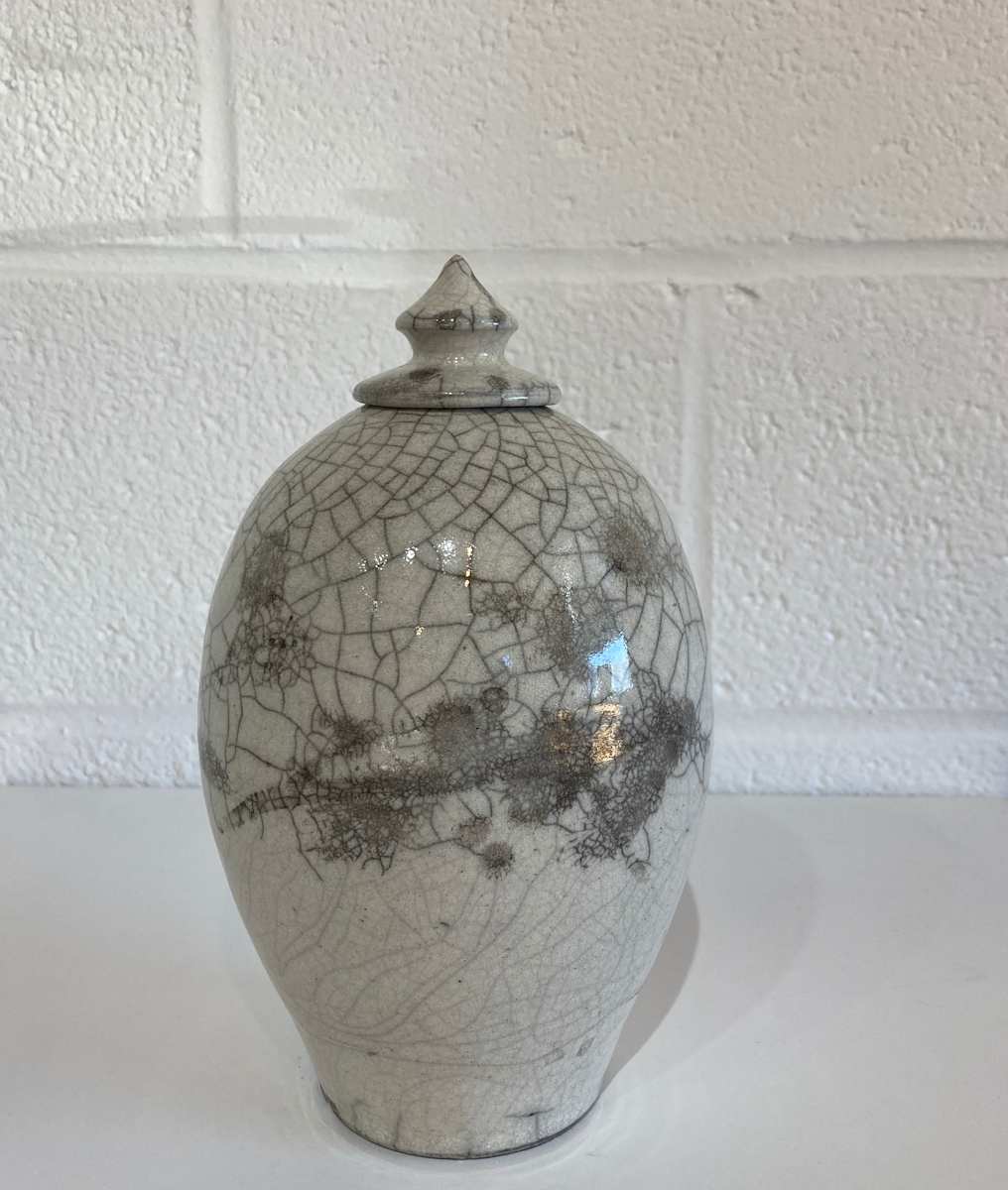 White Crackle Vessel #2, medium by Richard Foye, Image 2.