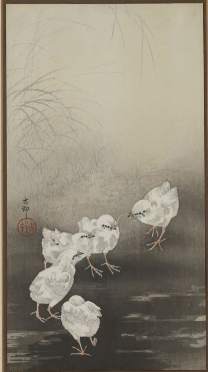 Chicks and Worms by Ohara Koson, Image 1.