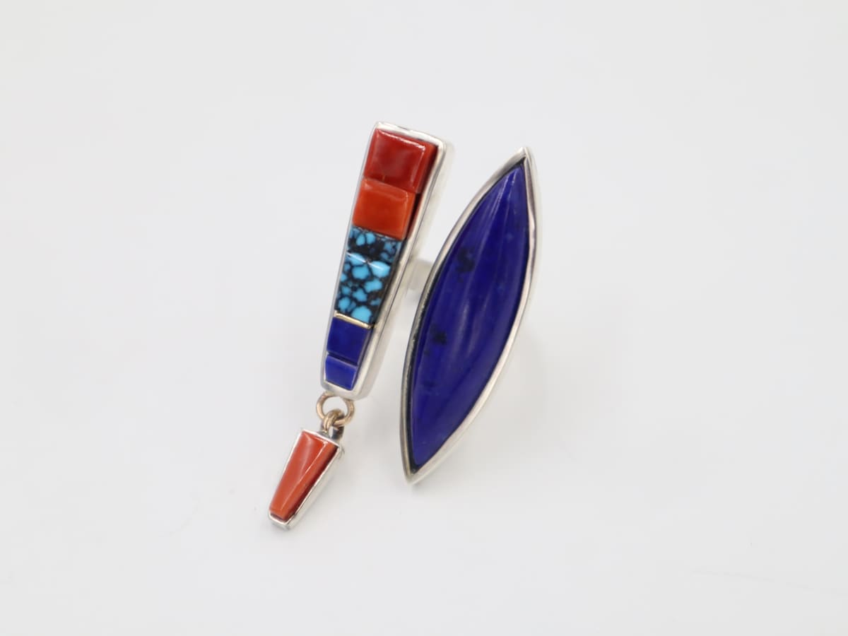 Adjustable Lapis Coral Ring by Nanibaa Beck 